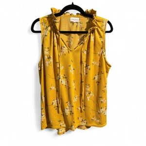 MELLODAY‎ Large Ruffle Tie-Neck Sleeveless Floral Blouse Top